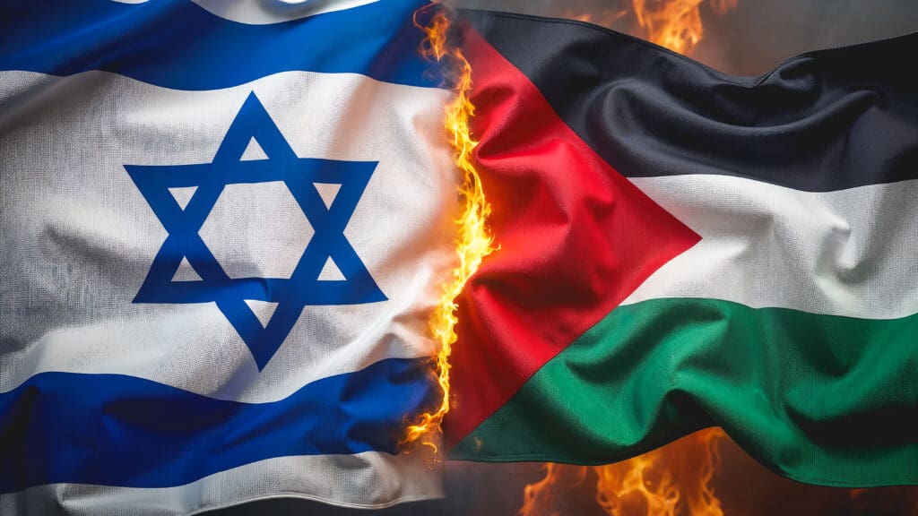 Israel and Palestine Flags Burning